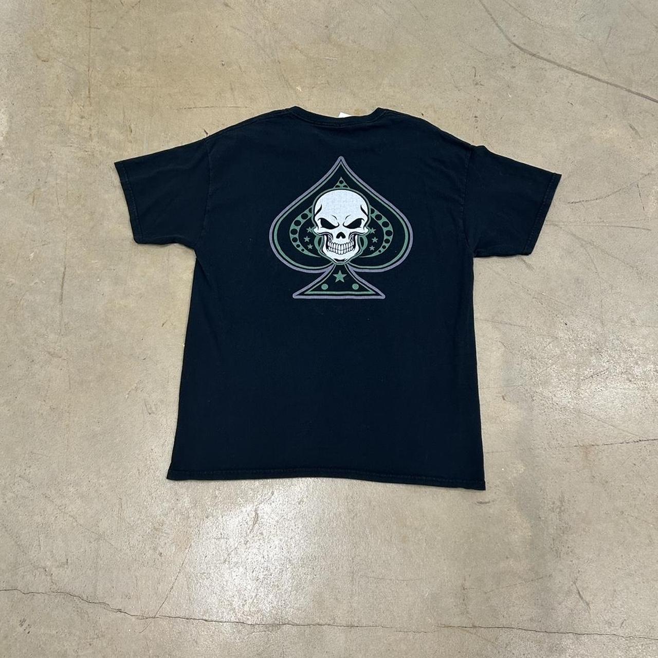 Y2K Green Ace of Spades Skull Graphic Shirt – Size L, Great Condition