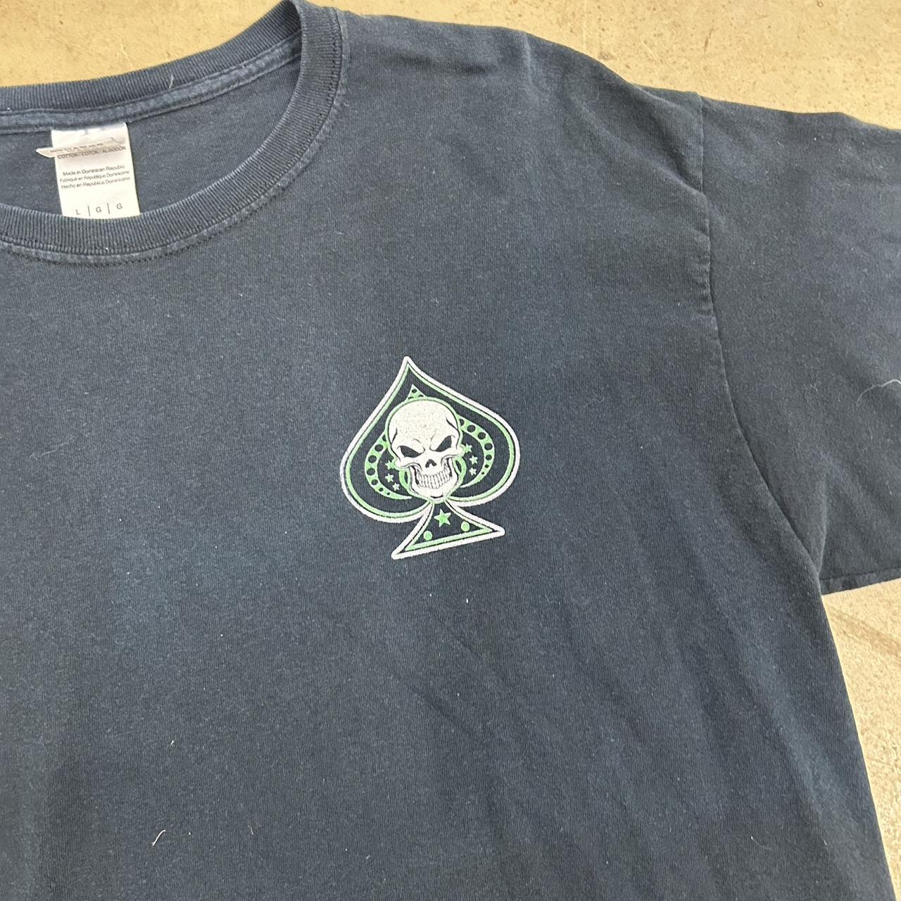 Y2K Green Ace of Spades Skull Graphic Shirt – Size L, Great Condition