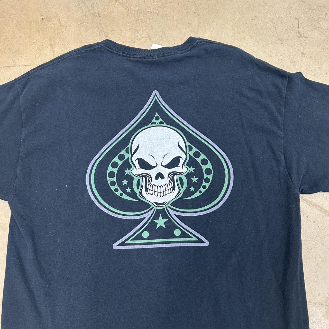 Y2K Green Ace of Spades Skull Graphic Shirt – Size L, Great Condition