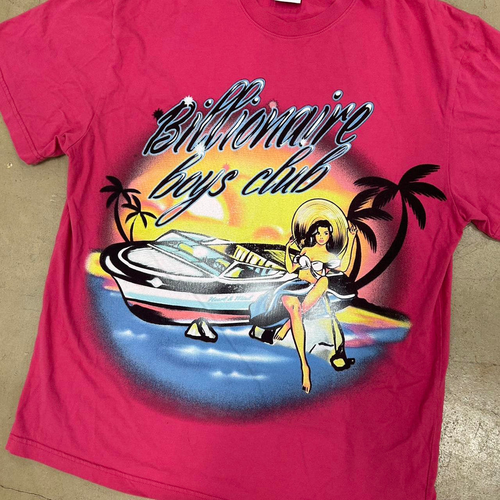 Pink Billionaire Boys Club Graphic Shirt – Size L (Oversized Fit), Great Condition, Small Stain on Back