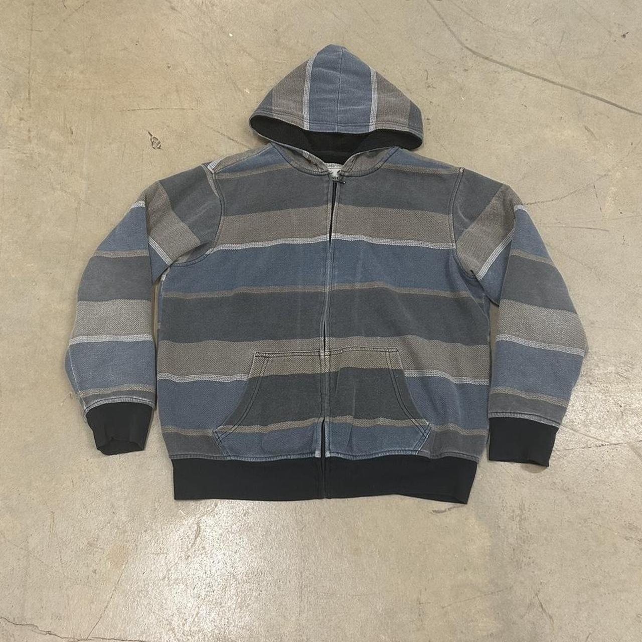 No Boundaries Fur-Lined Y2K Striped Hoodie – Size M, Great Condition, Two Small Holes Shown