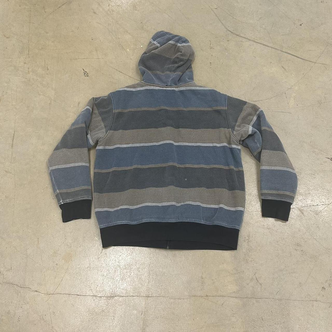 No Boundaries Fur-Lined Y2K Striped Hoodie – Size M, Great Condition, Two Small Holes Shown