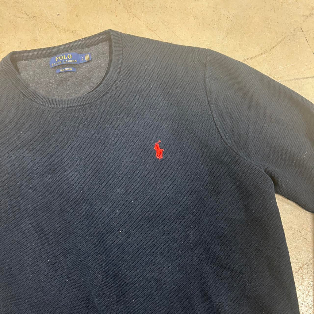 Polo Ralph Lauren Crewneck – Size L, Great Condition, Black & Red