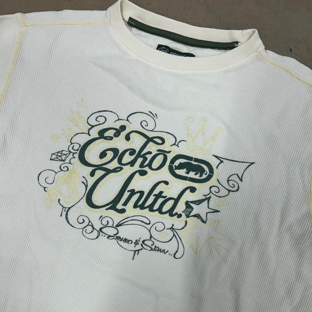 Y2K Cream Ecko Unltd. Thermal Long Sleeve – Size L, Perfect Condition