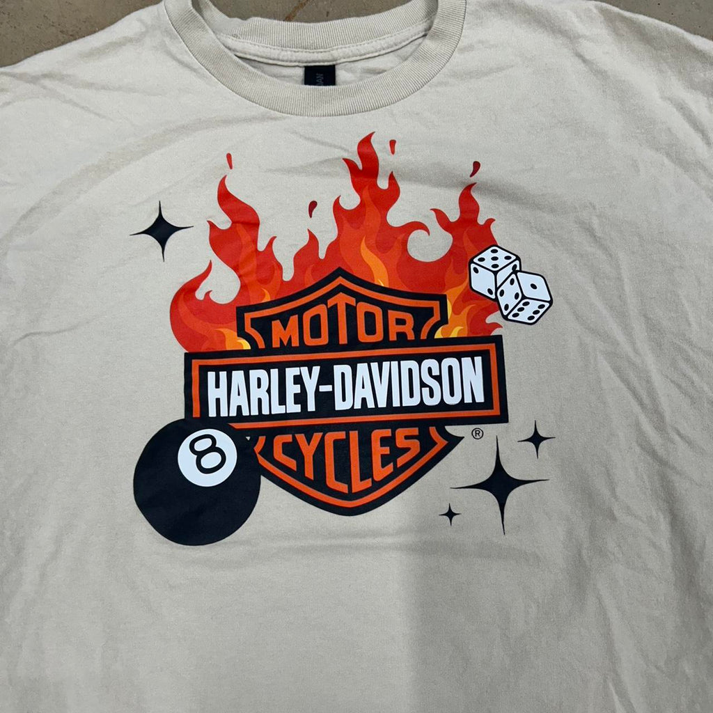 Harley-Davidson 8 Ball Flame Shirt – Size L, Great Condition
