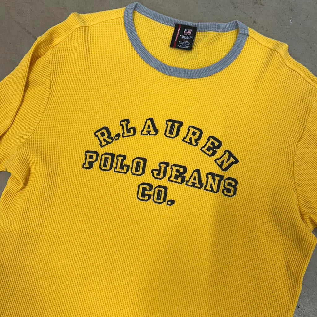 Vintage Polo Jeans Ralph Lauren Yellow Thermal – Size L, Great Condition