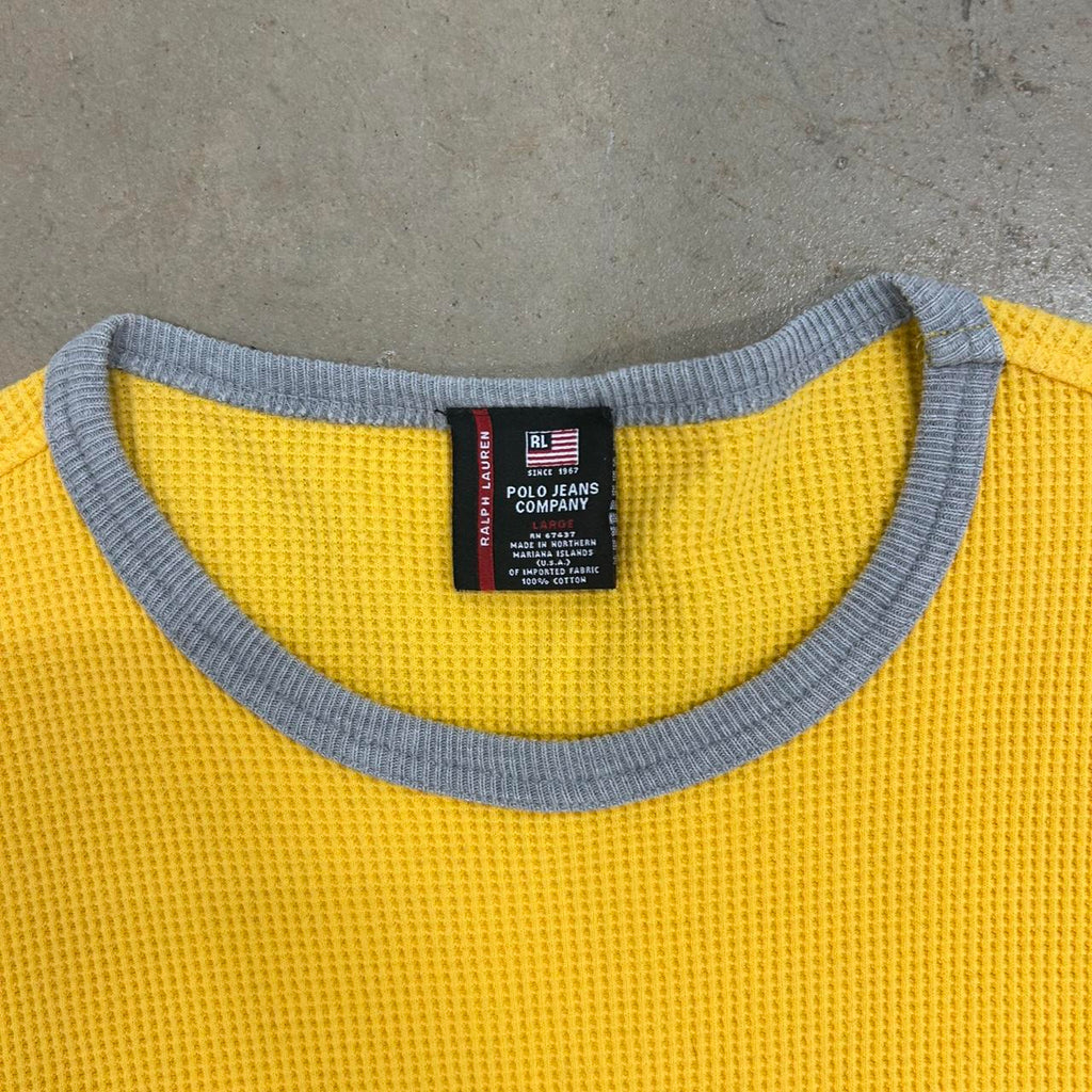 Vintage Polo Jeans Ralph Lauren Yellow Thermal – Size L, Great Condition