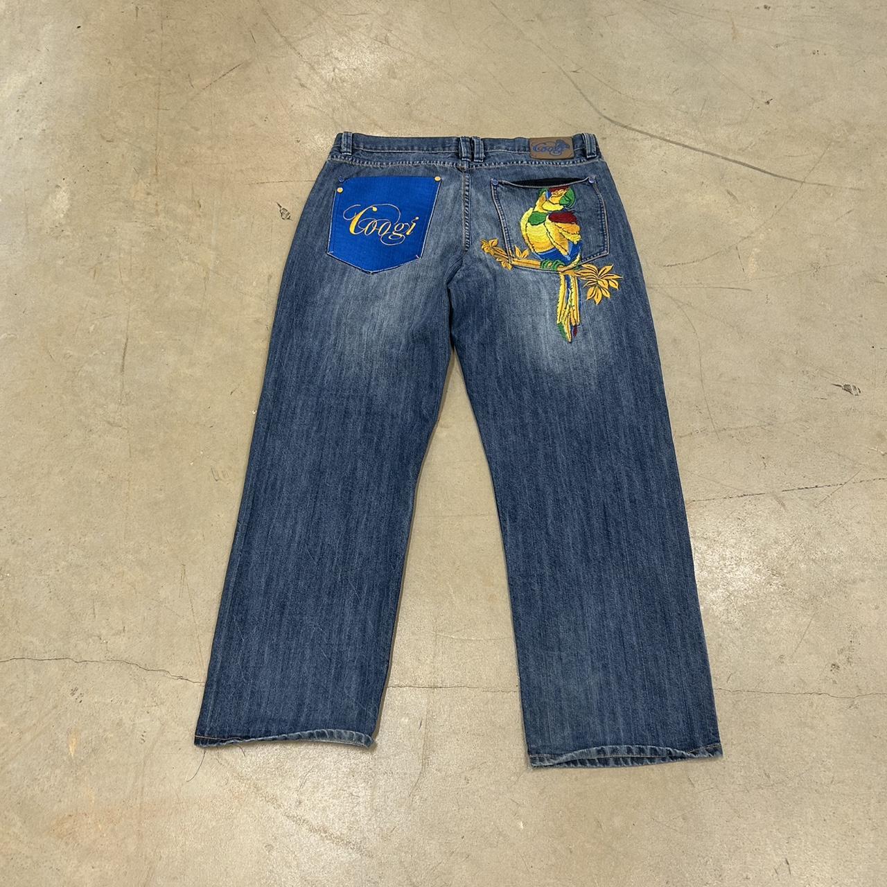 Y2K Coogi Embroidered Parrot Jeans – Size 40x34, Great Condition