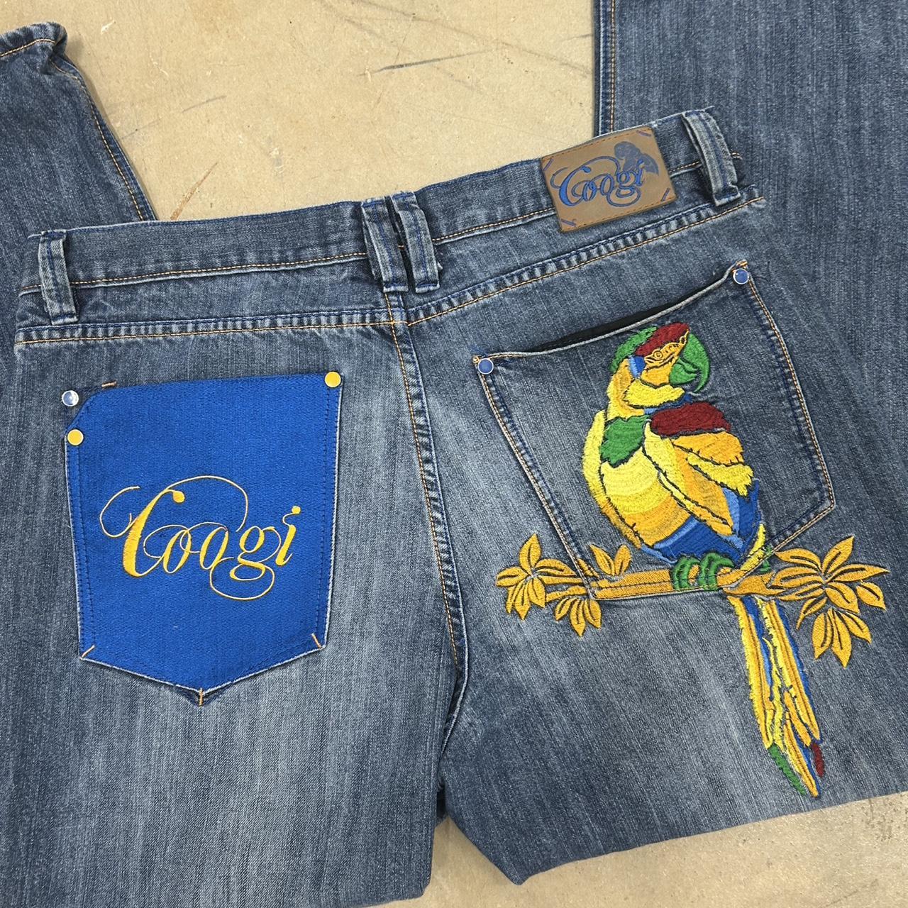 Y2K Coogi Embroidered Parrot Jeans – Size 40x34, Great Condition