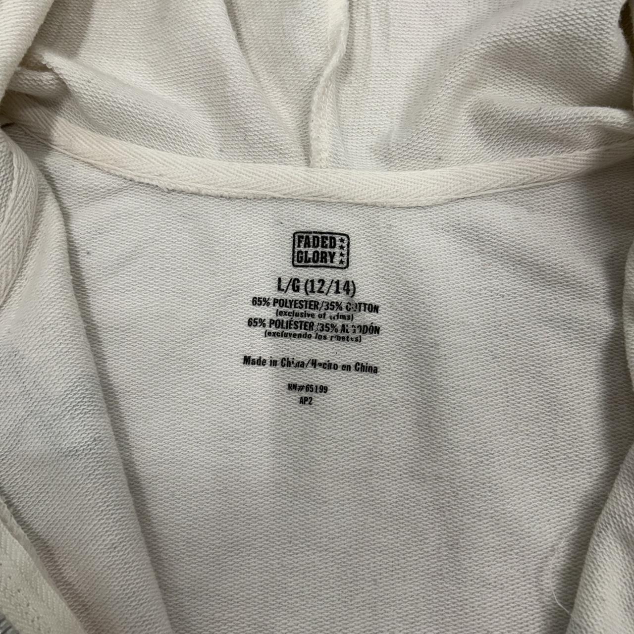 Vintage Floral White Y2K Zip-Up Hoodie – Size L, Great Condition