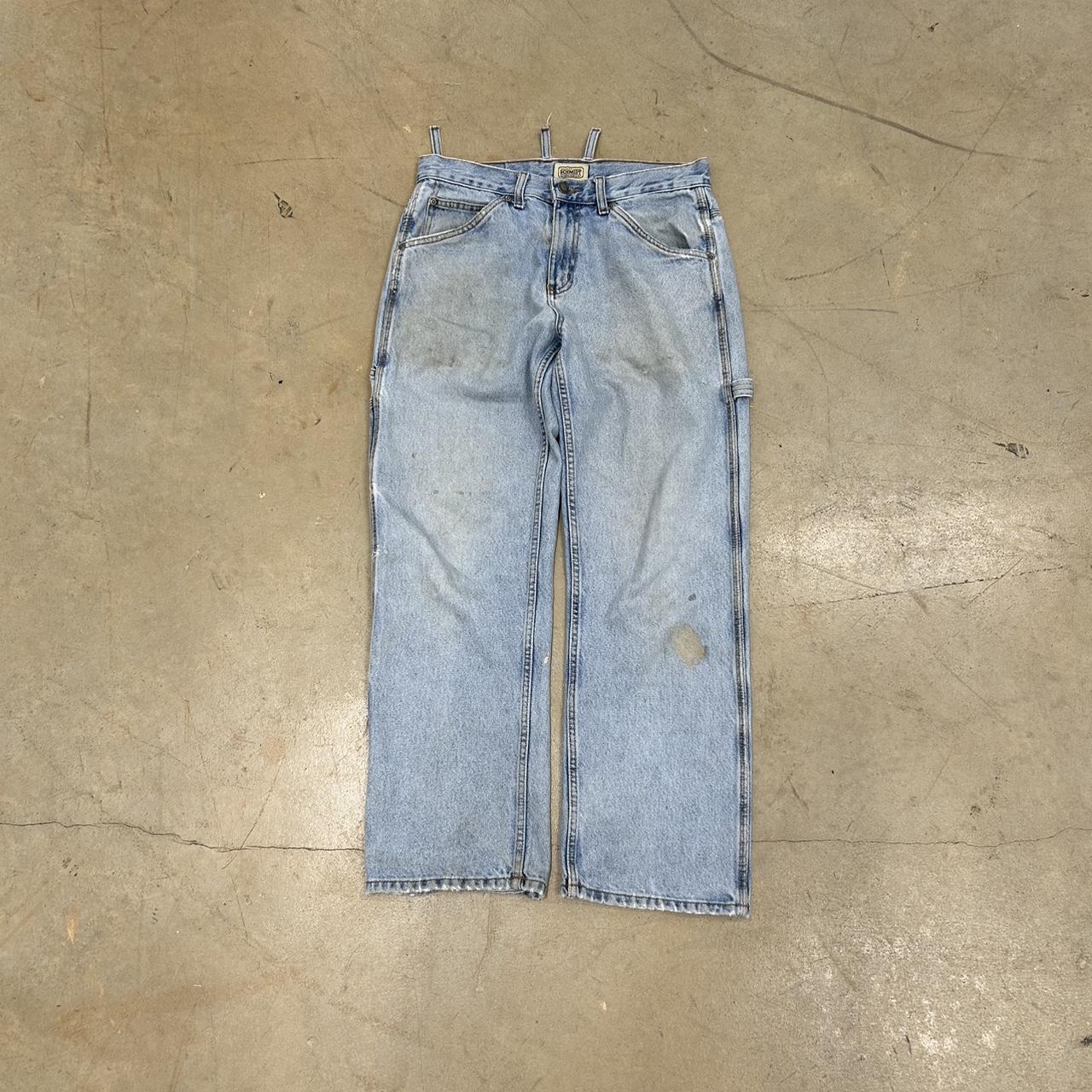 Vintage Carpenter Light Wash Jeans – Size 32x30, Good Condition, Stain Shown