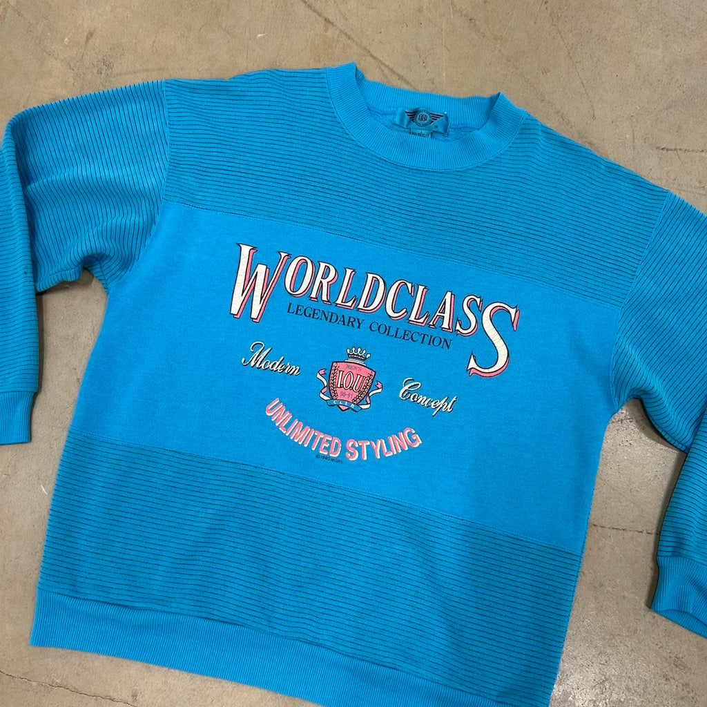 1990s Baby Blue World Class Crewneck – Size L, Great Condition