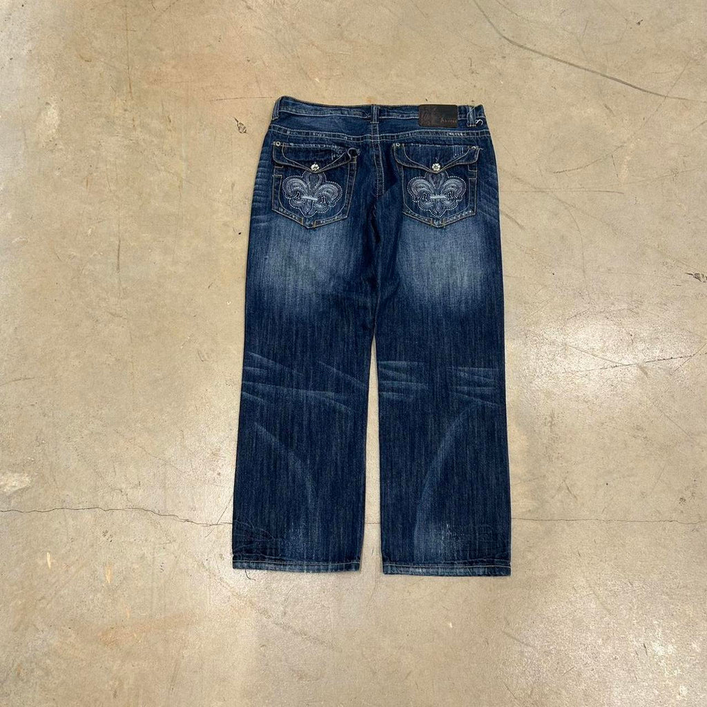 Y2K Akices Baggy Saint Jeans – Size 38 x 30, Good Condition