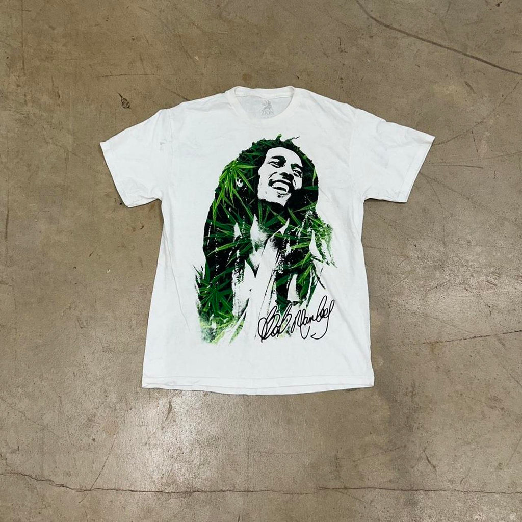 Bob Marley Weed Leaves Shirt – Size M, Okay Condition, Stains on Back
