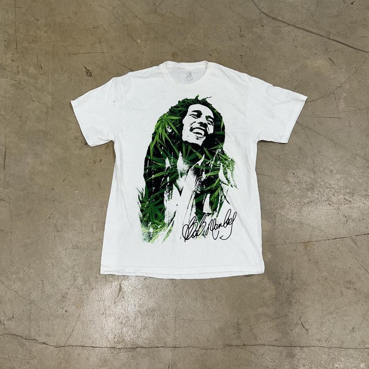 Bob Marley Weed Leaves Shirt – Size M, Okay Condition, Stains on Back