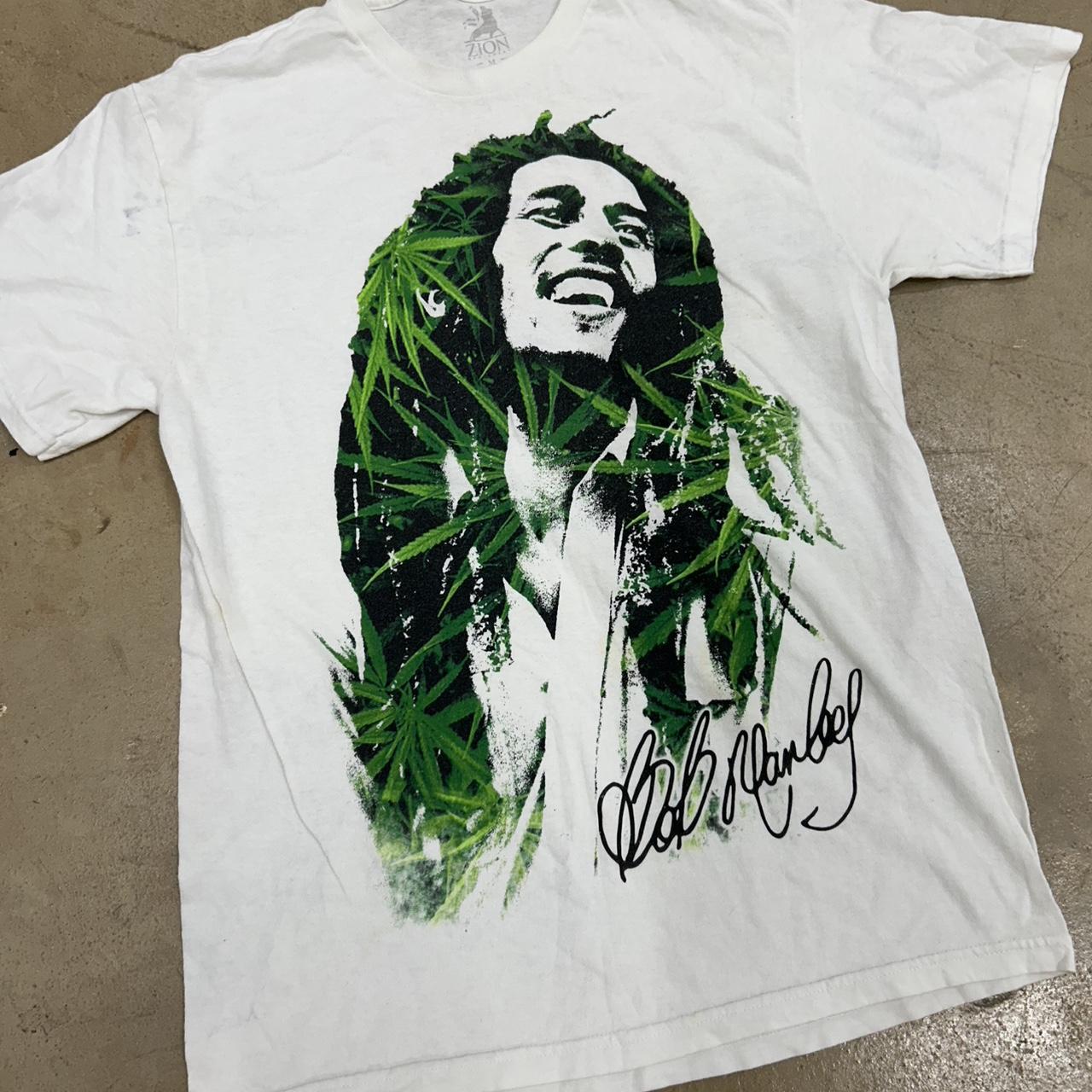 Bob Marley Weed Leaves Shirt – Size M, Okay Condition, Stains on Back